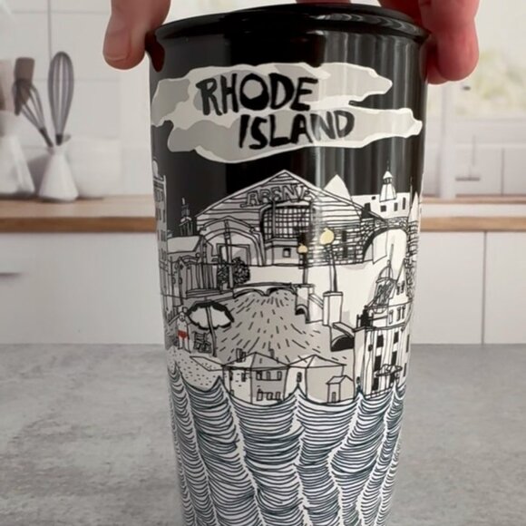 Starbucks ceramic travel tumbler 12 oz Rhode Island edition black - Picture 6 of 7